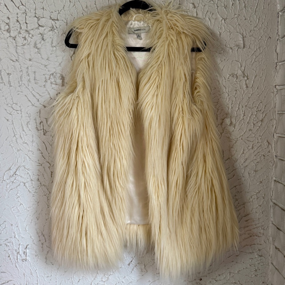 Hawke & Co Cream Faux Fur Vest